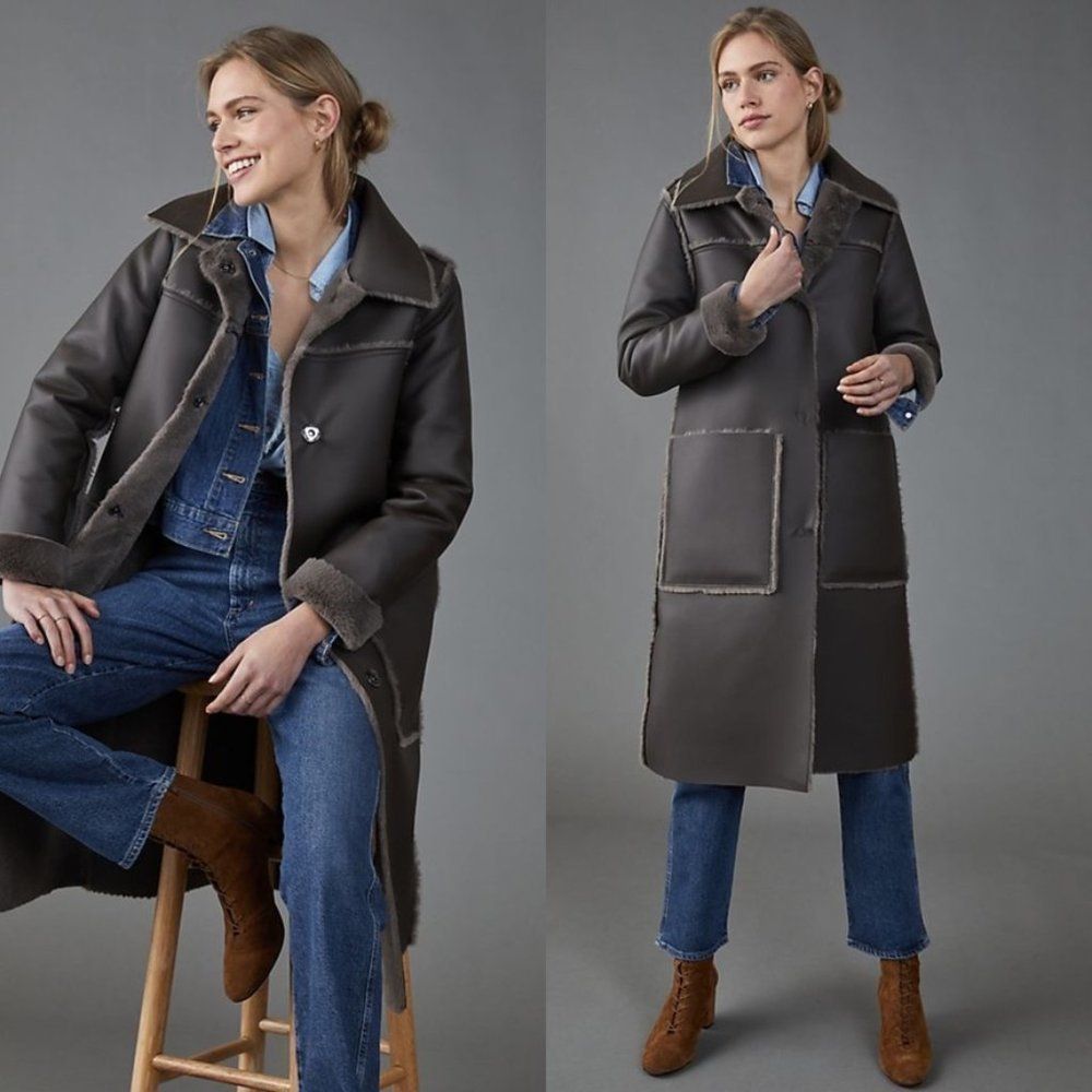 ANTHROPOLOGIE Kerry Reversible Faux Fur Coat